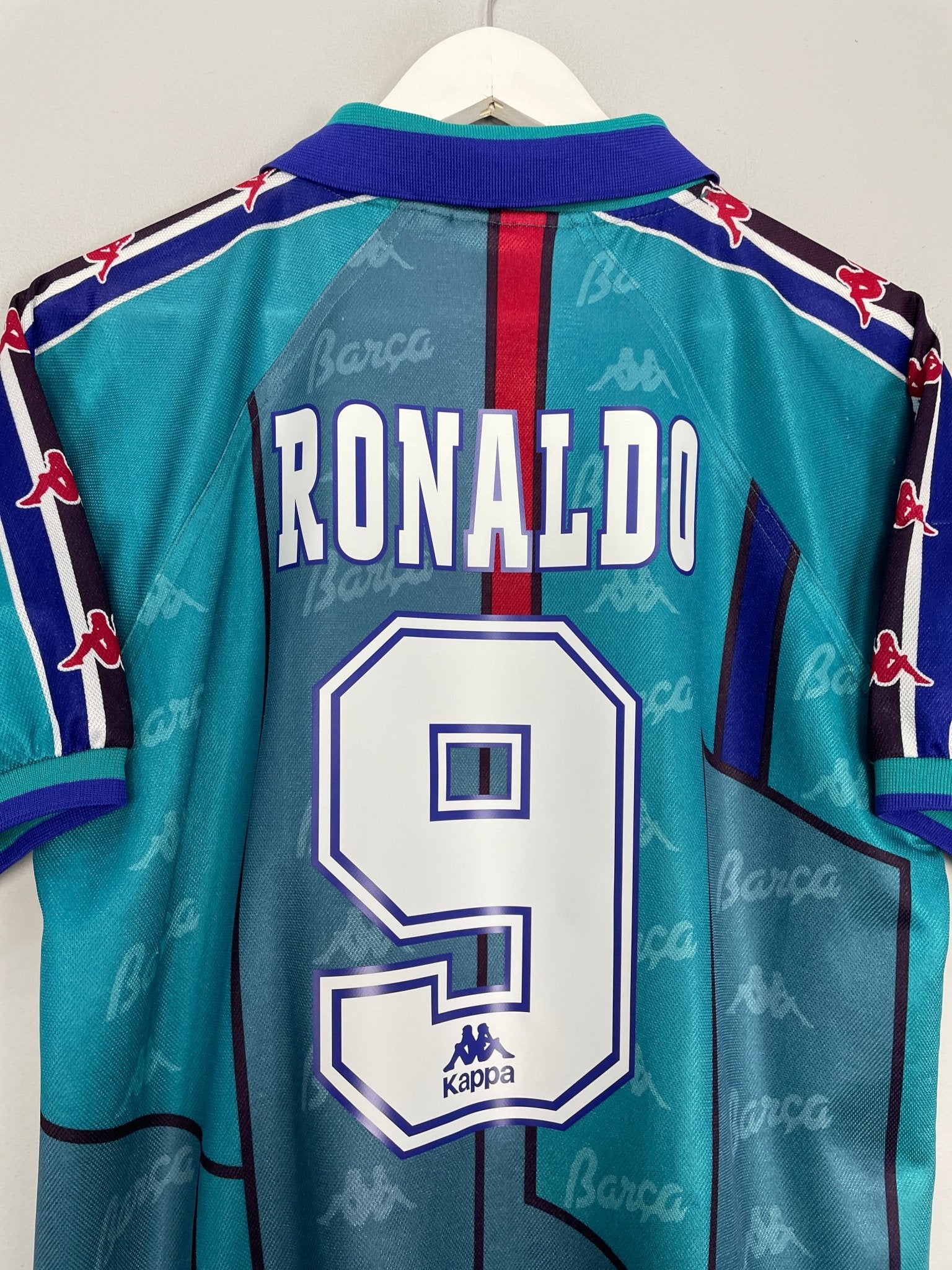 FC Barcelona Kappa シャツ Ronaldo 9 FC Barcelona Ronaldo R9 Kappa Away Green shirt 1996 - 1997