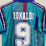 Shop 1995/97 BARCELONA RONALDO #9 AWAY SHIRT (S) KAPPA, classic football shirts, vintage football shirts & retro soccer jerseys at Cult Kits