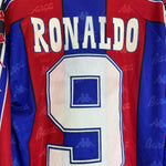 1995/97 BARCELONA RONALDO 9 L/S HOME SHIRT (XL) KAPPA - Cult Kits - XL - Buy Vintage Football Shirts, Authentic Retro Football Shirts For Sale, Classic Football Shirts & Soccer Jersey