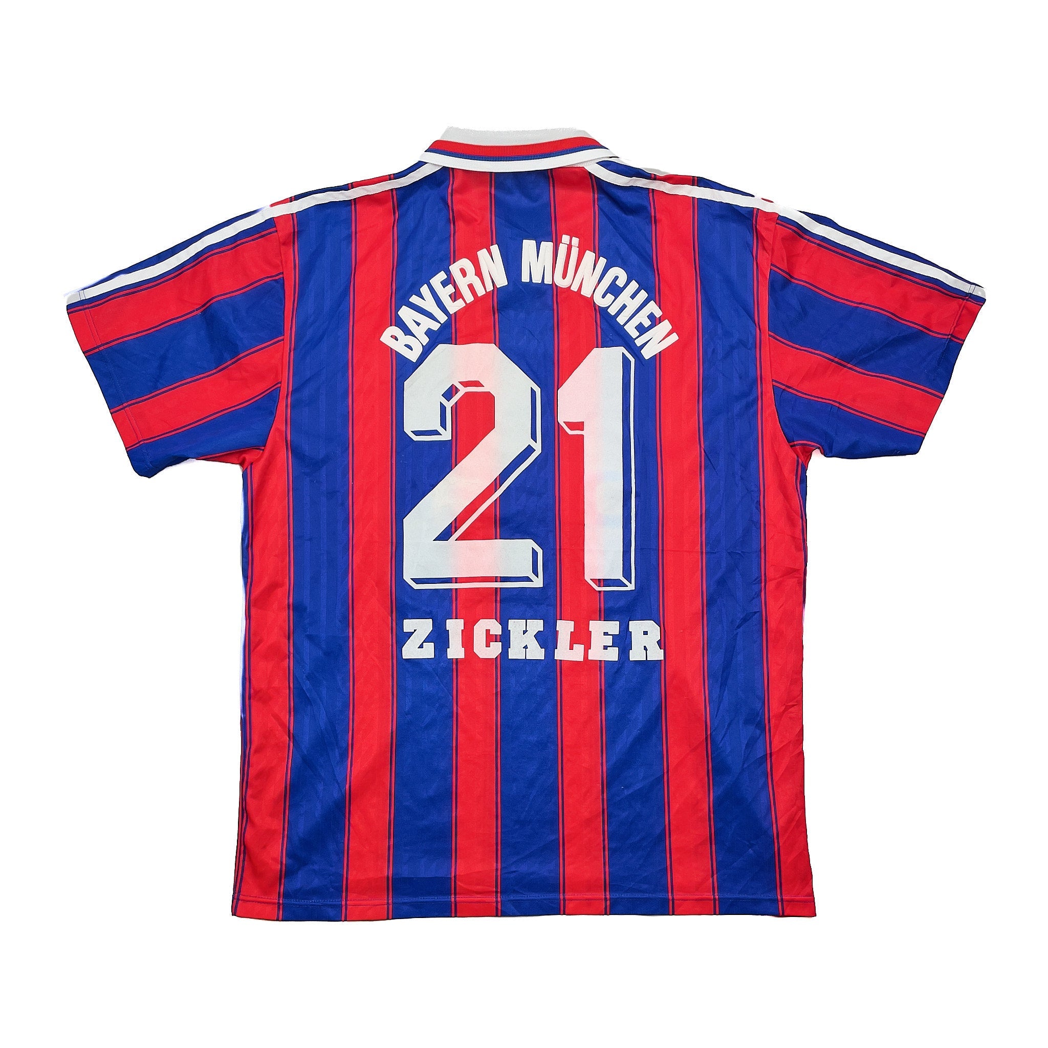 Buy 1995/97 Bayern Munich Zickler 21 Home Shirt (L) Adidas ~ Free worldwide shipping available ~ Authentic Vintage Football Shirts from Cult Kits