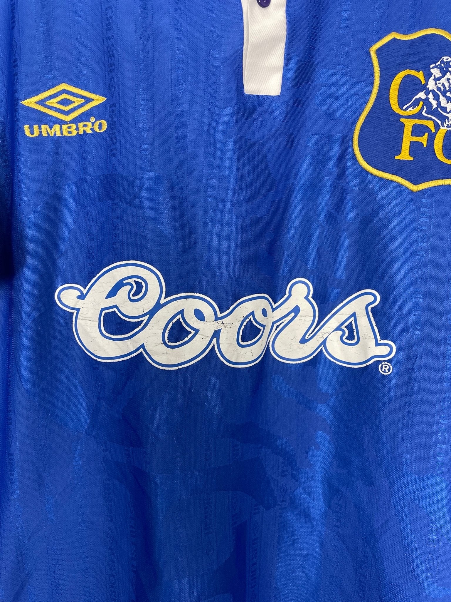 Shop 1995/97 CHELSEA HOME SHIRT (M) UMBRO, classic football shirts, vintage football shirts & retro soccer jerseys at Cult Kits