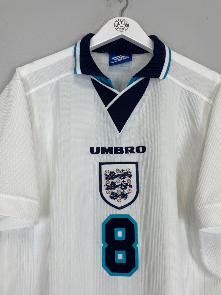 1995/97 ENGLAND GASCOIGNE 8 HOME SHIRT (L) UMBRO - Cult Kits - Large - Buy Vintage Football Shirts, Authentic Retro Football Shirts For Sale, Classic Football Shirts & Soccer Jersey