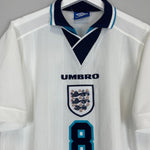 1995/97 ENGLAND GASCOIGNE 8 HOME SHIRT (L) UMBRO - Cult Kits - Large - Buy Vintage Football Shirts, Authentic Retro Football Shirts For Sale, Classic Football Shirts & Soccer Jersey