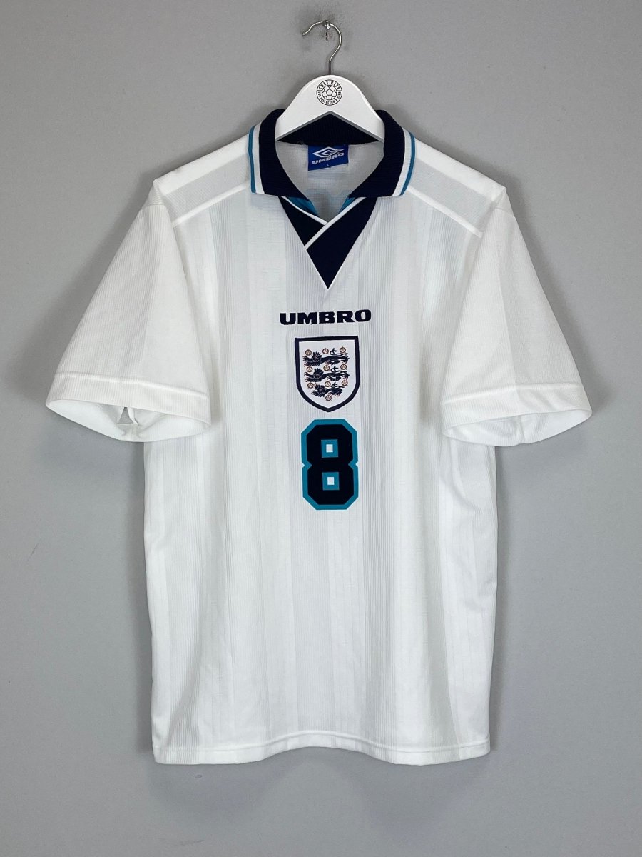 1995/97 ENGLAND GASCOIGNE 8 HOME SHIRT (L) UMBRO - Cult Kits - Large - Buy Vintage Football Shirts, Authentic Retro Football Shirts For Sale, Classic Football Shirts & Soccer Jersey