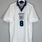 1995/97 ENGLAND GASCOIGNE 8 HOME SHIRT (L) UMBRO - Cult Kits - Large - Buy Vintage Football Shirts, Authentic Retro Football Shirts For Sale, Classic Football Shirts & Soccer Jersey