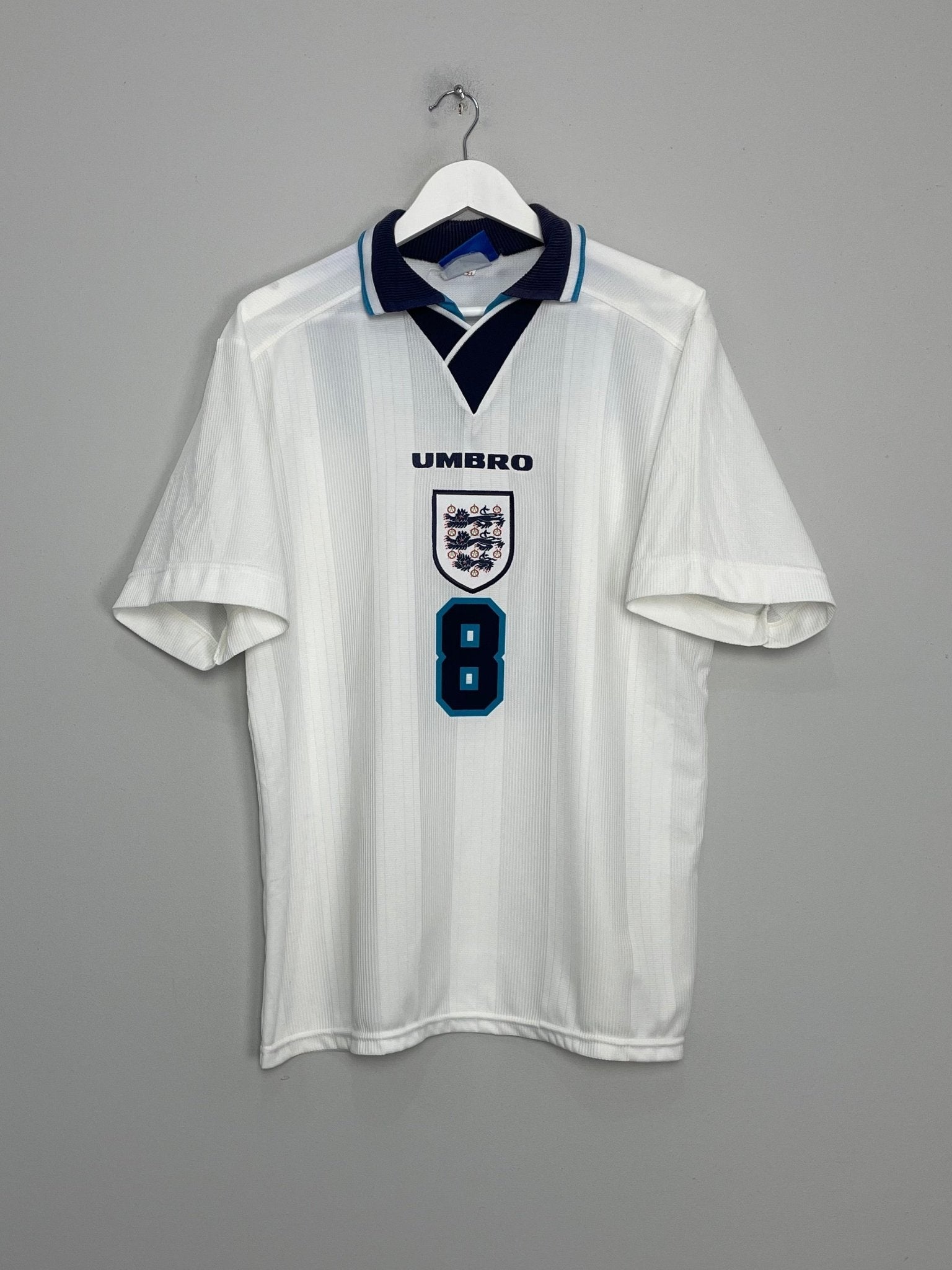 Shop 1995/97 ENGLAND GASCOIGNE #8 HOME SHIRT (L) UMBRO, classic football shirts, vintage football shirts & retro soccer jerseys at Cult Kits