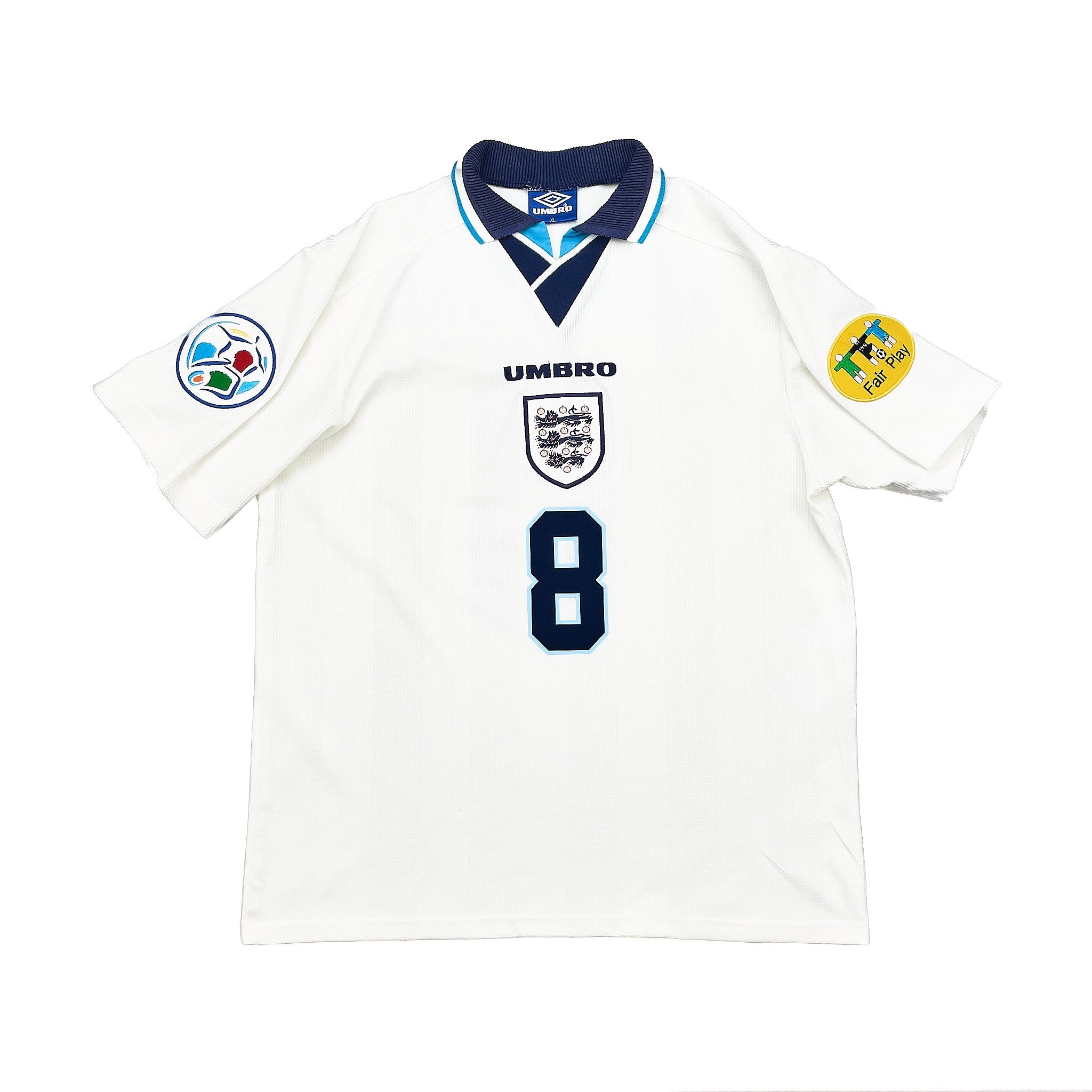 Buy 1995/97 ENGLAND GASCOIGNE 8 HOME SHIRT (XL) UMBRO ~ Free worldwide shipping available ~ Authentic Vintage Football Shirts from Cult Kits