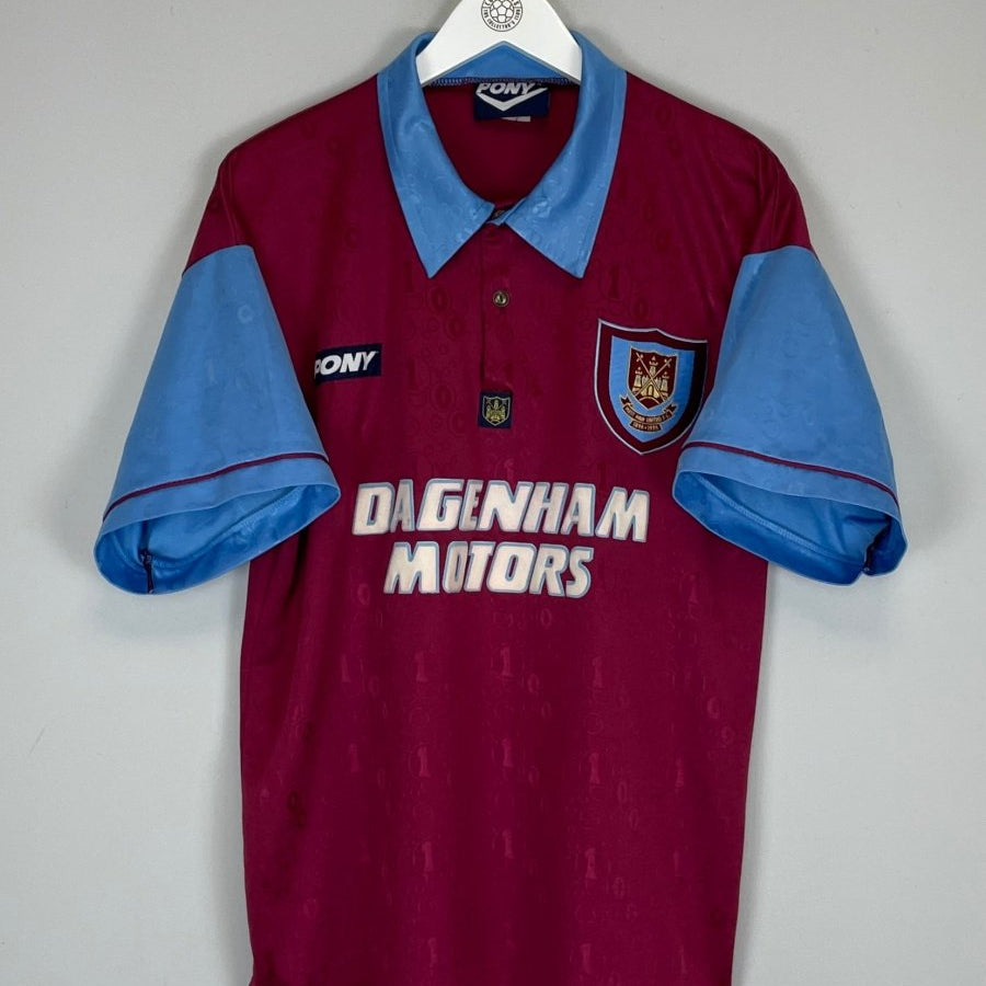 1995/97 WEST HAM HOME SHIRT (L) PONY - Cult Kits - Large - Buy Vintage Football Shirts, Authentic Retro Football Shirts For Sale, Classic Football Shirts & Soccer Jersey