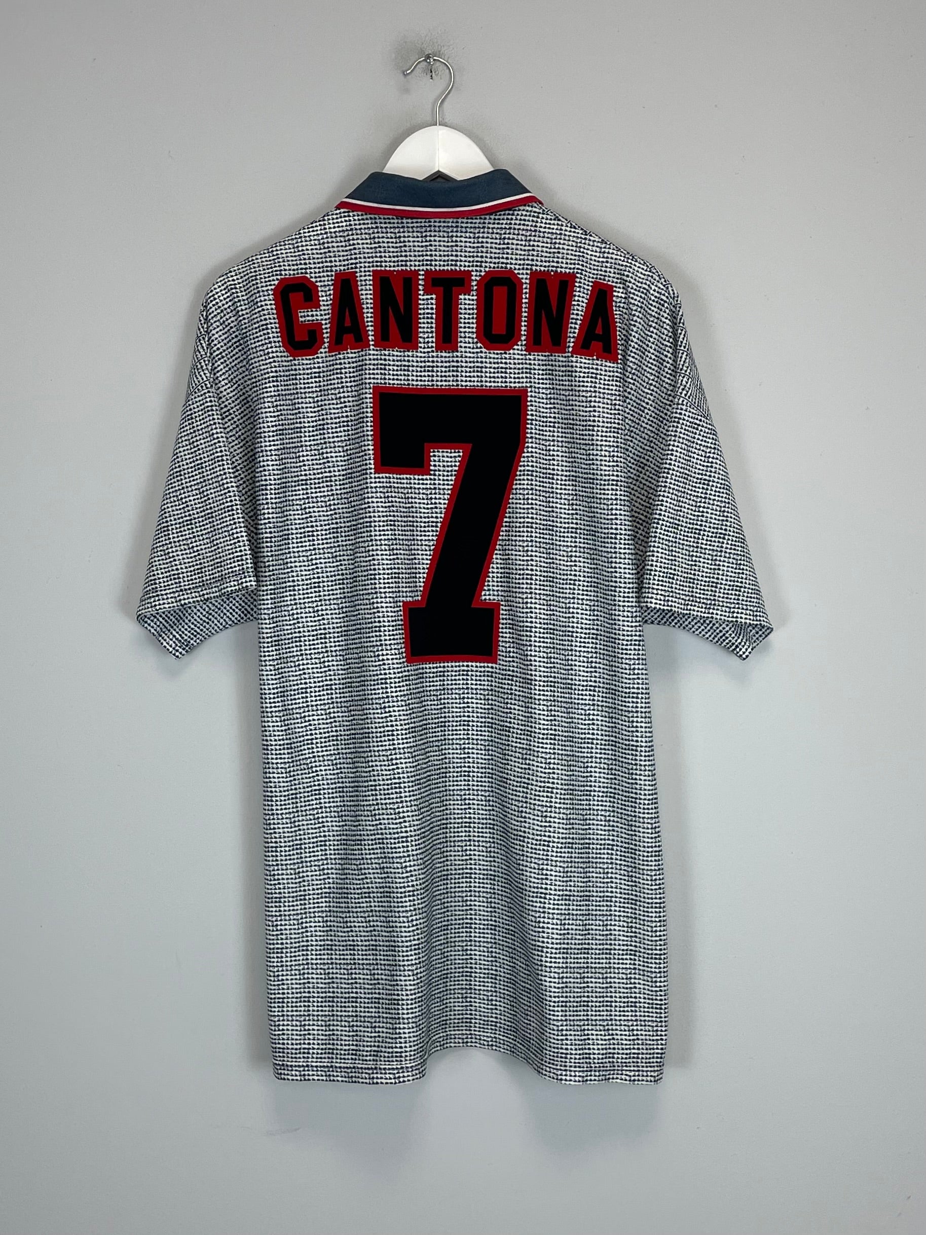 Shop 1995/96 MANCHESTER UNITED CANTONA #7 AWAY SHIRT (XL) UMBRO, classic football shirts, vintage football shirts & retro soccer jerseys at Cult Kits