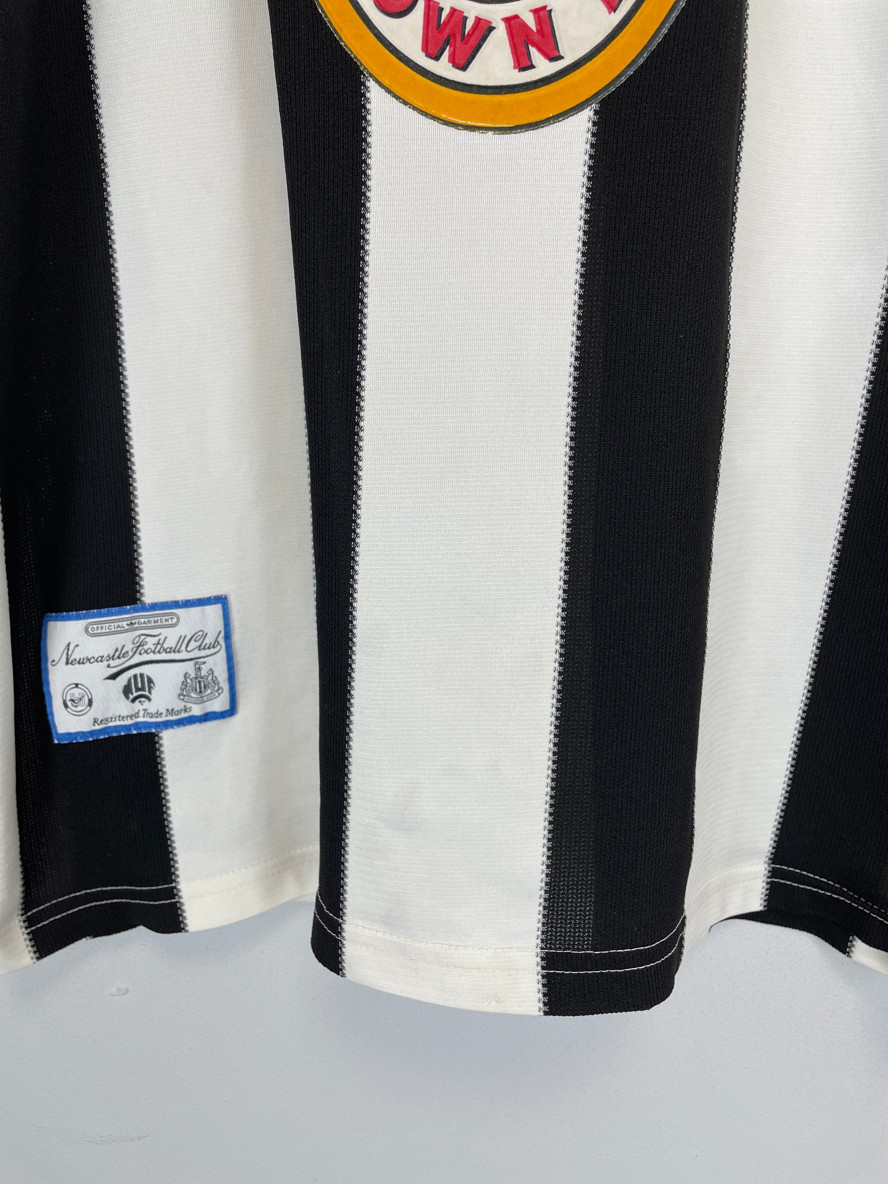 1995/97 NEWCASTLE UNITED HOME SHIRT (L) ADIDAS STRIPES PATCH LOGO 