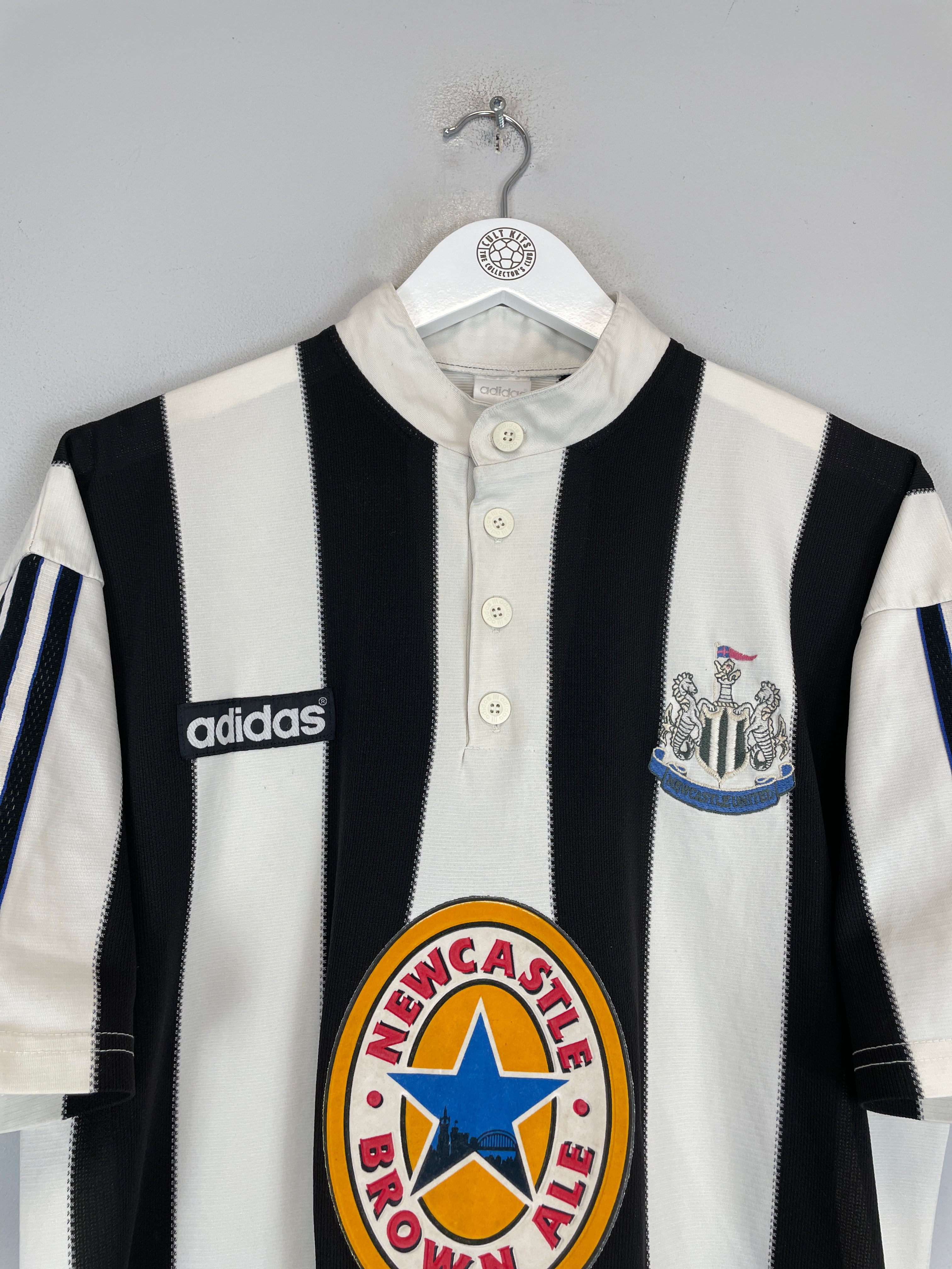 1995/97 NEWCASTLE UNITED HOME SHIRT (L) ADIDAS COLLAR BUTTONS