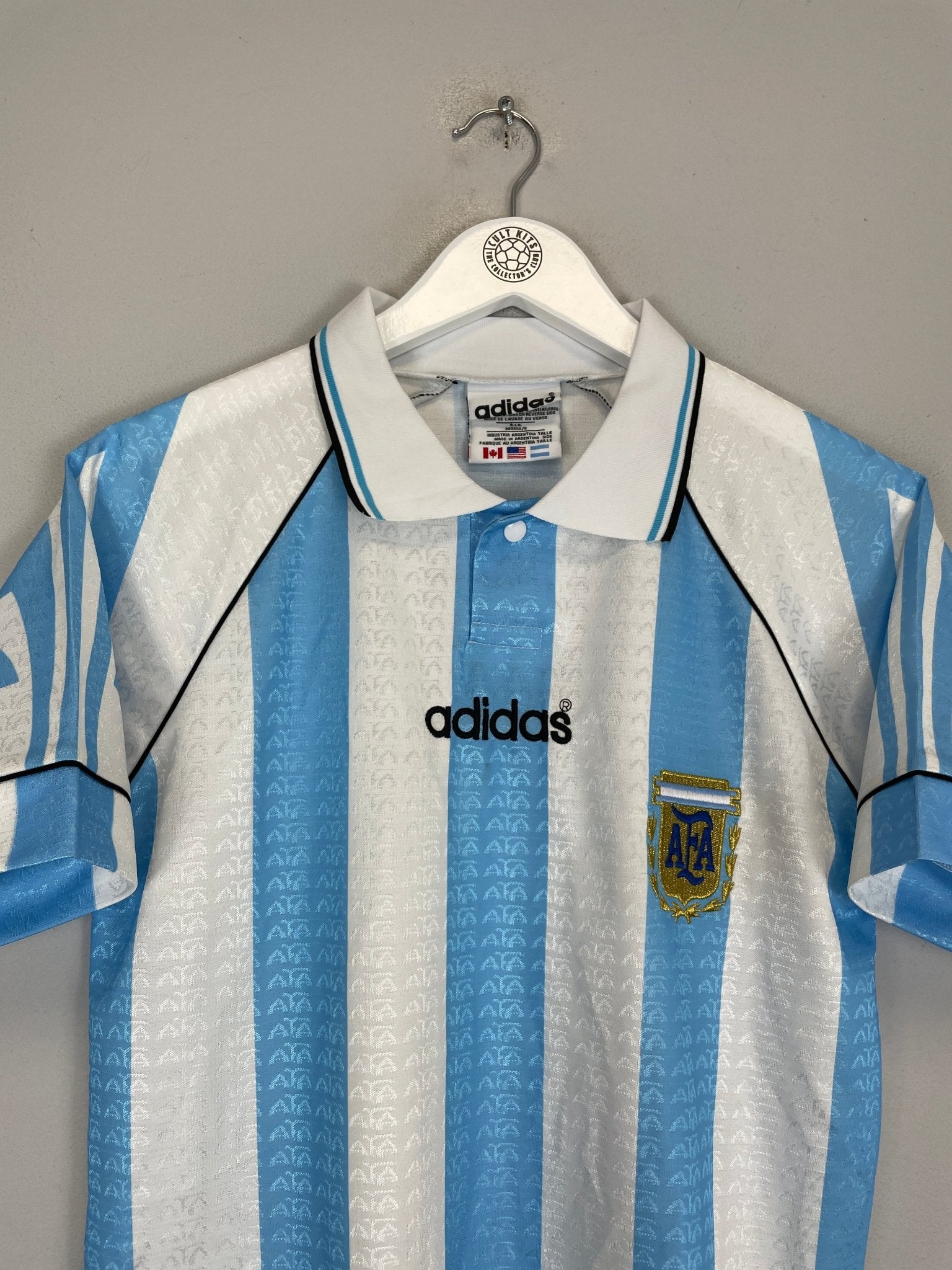 Shop 1996 ARGENTINA HOME SHIRT (S) ADIDAS, classic football shirts, vintage football shirts & retro soccer jerseys at Cult Kits