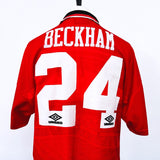 Buy 1996 MANCHESTER UNITED BECKHAM 24 *MATCH PREPARED *FA CUP FINAL* HOME SHIRT (XL) UMBRO ~ Free worldwide shipping available ~ Authentic Vintage Football Shirts from Cult Kits