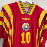 Shop 1996 ROMANIA HAGI #10 AWAY SHIRT (L) ADIDAS, classic football shirts, vintage football shirts & retro soccer jerseys at Cult Kits