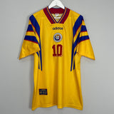 Shop 1996 ROMANIA HAGI #10 HOME SHIRT (XL) ADIDAS, classic football shirts, vintage football shirts & retro soccer jerseys at Cult Kits