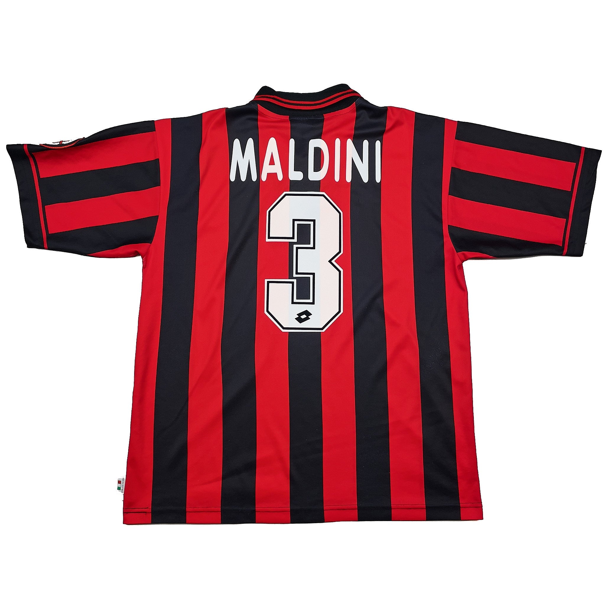 Buy 1996/97 AC MILAN MALDINI 3 HOME SHIRT (M) LOTTO ~ Free worldwide shipping available ~ Authentic Vintage Football Shirts from Cult Kits