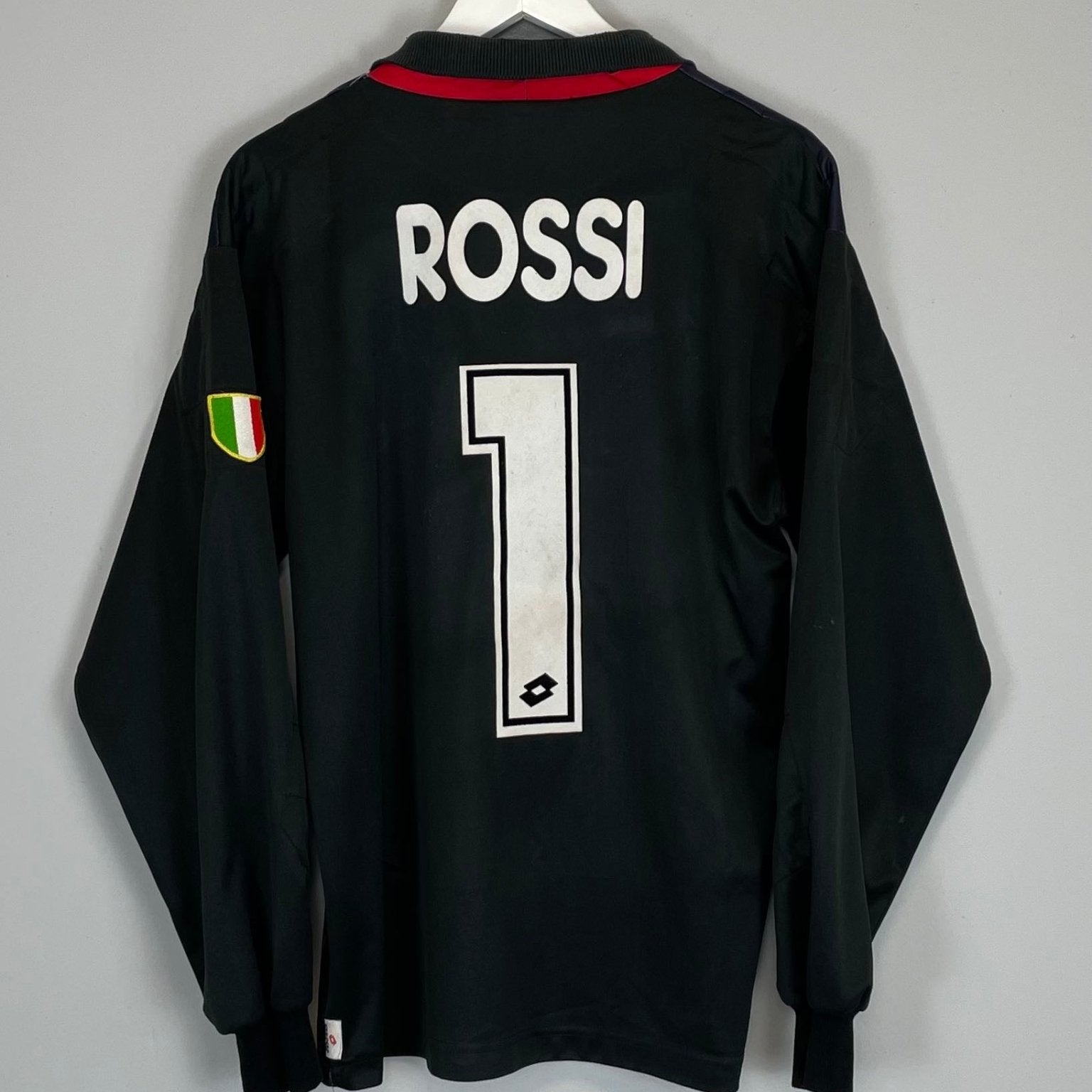 Shop 1996/97 AC MILAN ROSSI #1 GK SHIRT (M) LOTTO, classic football shirts, vintage football shirts & retro soccer jerseys at Cult Kits
