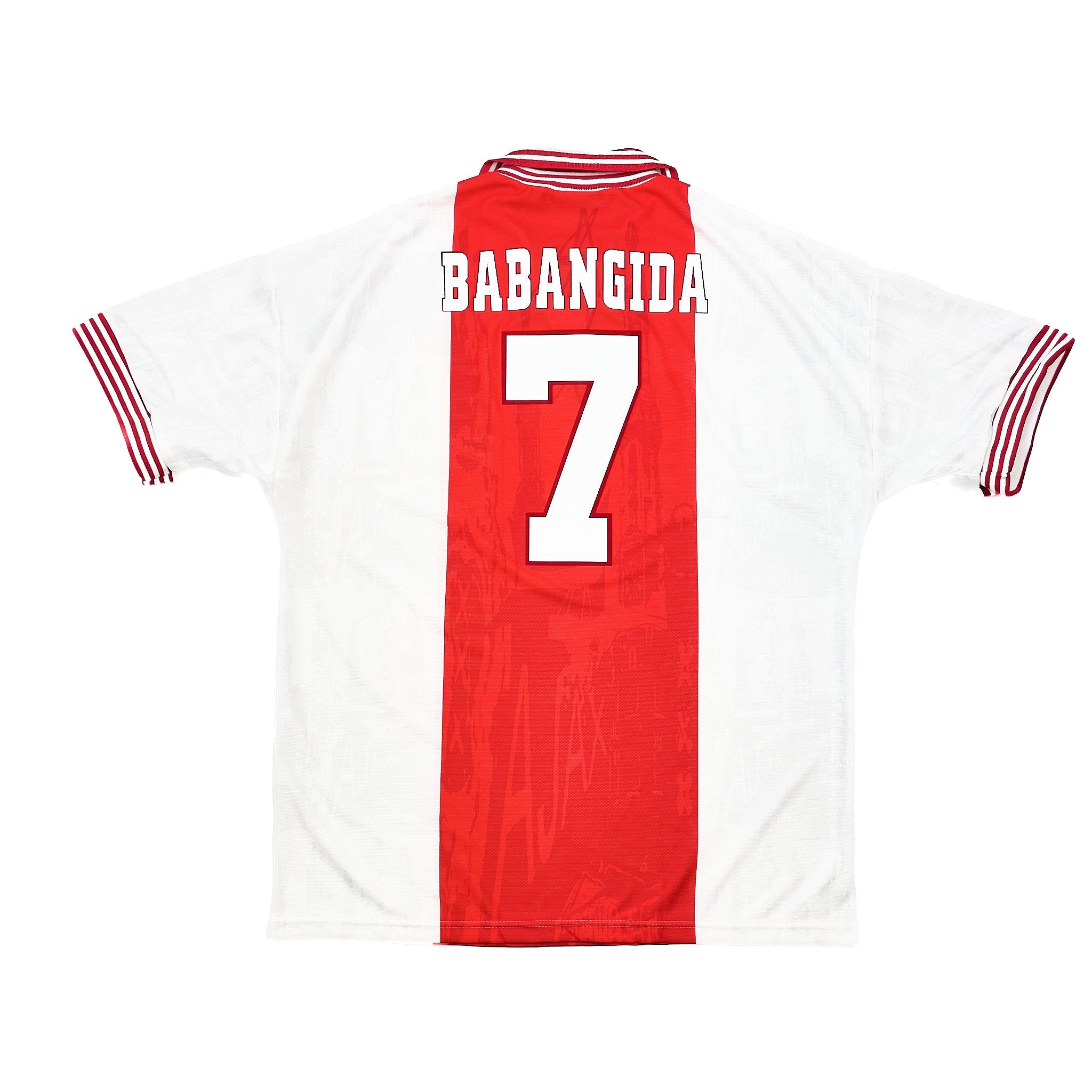 Buy 1996/97 Ajax Babangida 7 *BNWOT* Home Shirt (XL) Umbro ~ Free worldwide shipping ~ Authentic Vintage Football Shirts from Cult Kits