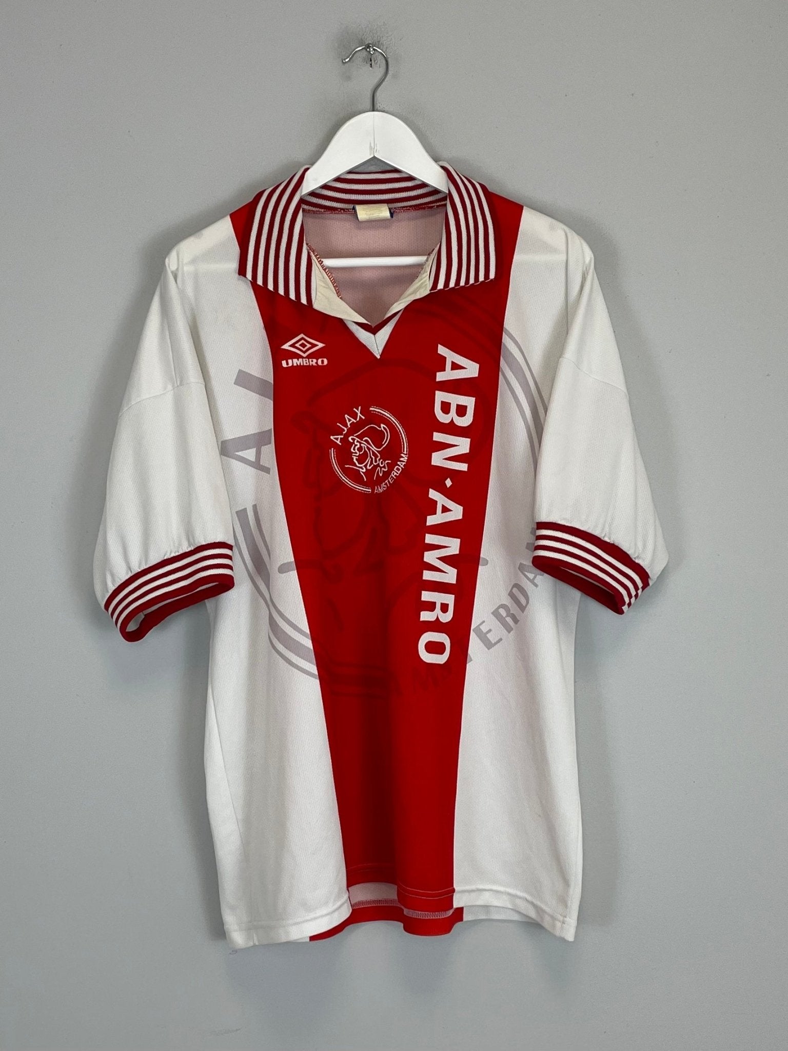 Shop 1996/97 AJAX HOME SHIRT (XL) UMBRO, classic football shirts, vintage football shirts & retro soccer jerseys at Cult Kits