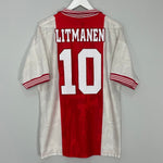 Shop 1996/97 AJAX LITMANEN #10 HOME SHIRT (L) UMBRO, classic football shirts, vintage football shirts & retro soccer jerseys at Cult Kits