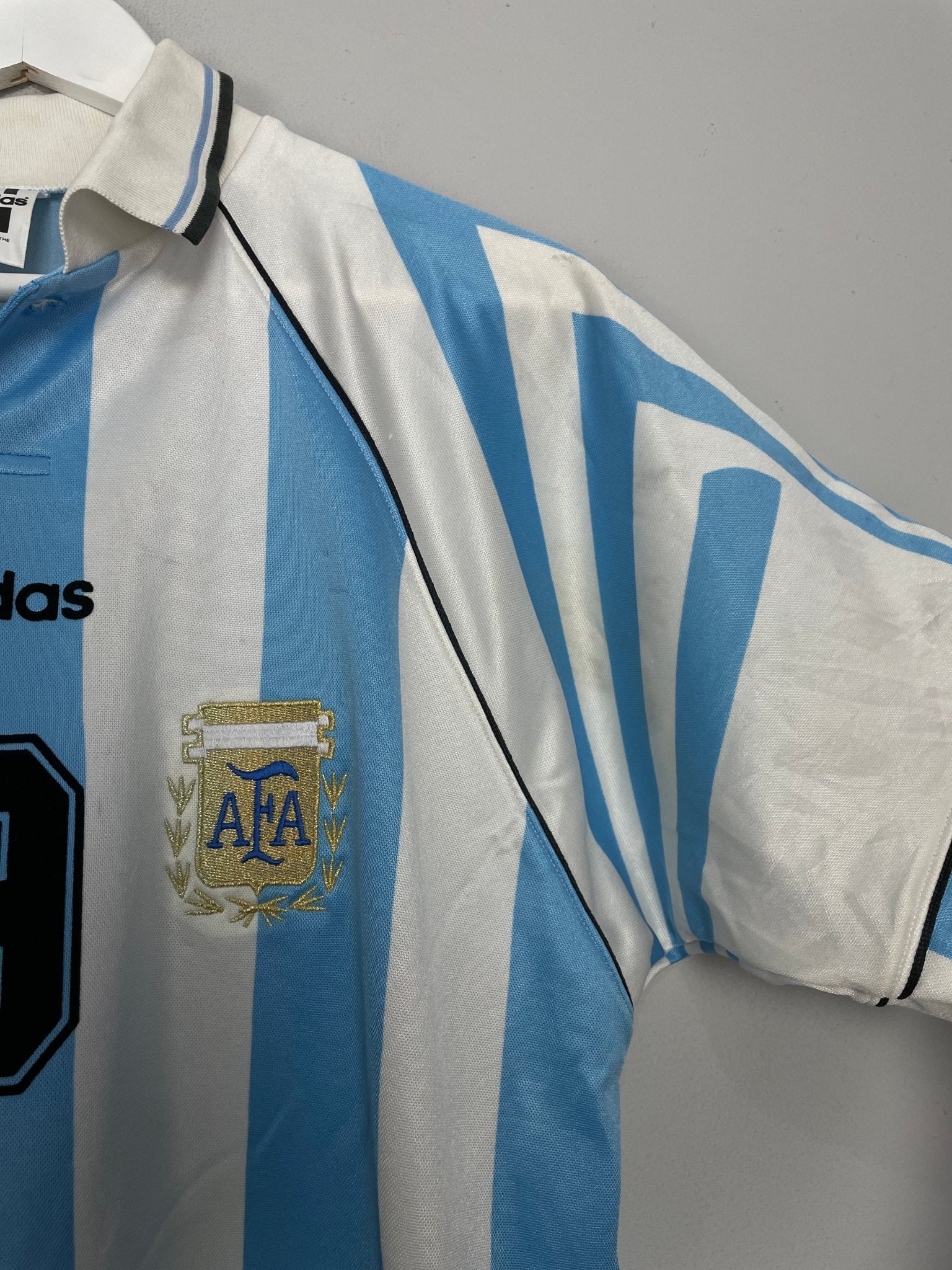 Shop 1996/97 ARGENTINA BATISTUTA #9 HOME SHIRT (M) ADIDAS, classic football shirts, vintage football shirts & retro soccer jerseys at Cult Kits