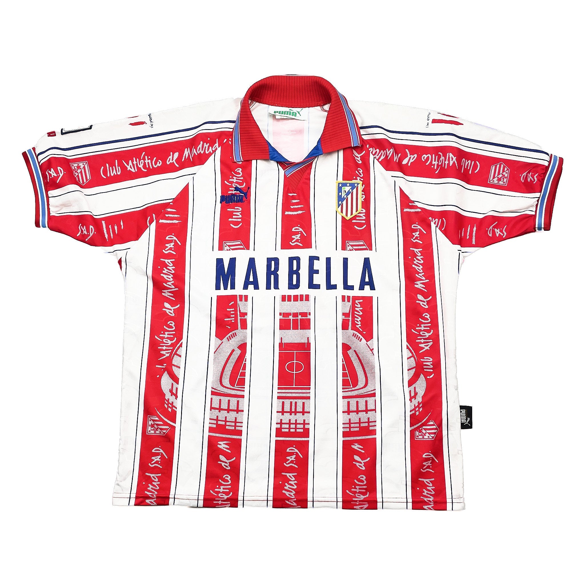 Buy 1996/97 Atletico Madrid Simeone 14 Home Shirt (L) Puma ~ Free worldwide shipping available ~ Authentic Vintage Football Shirts from Cult Kits