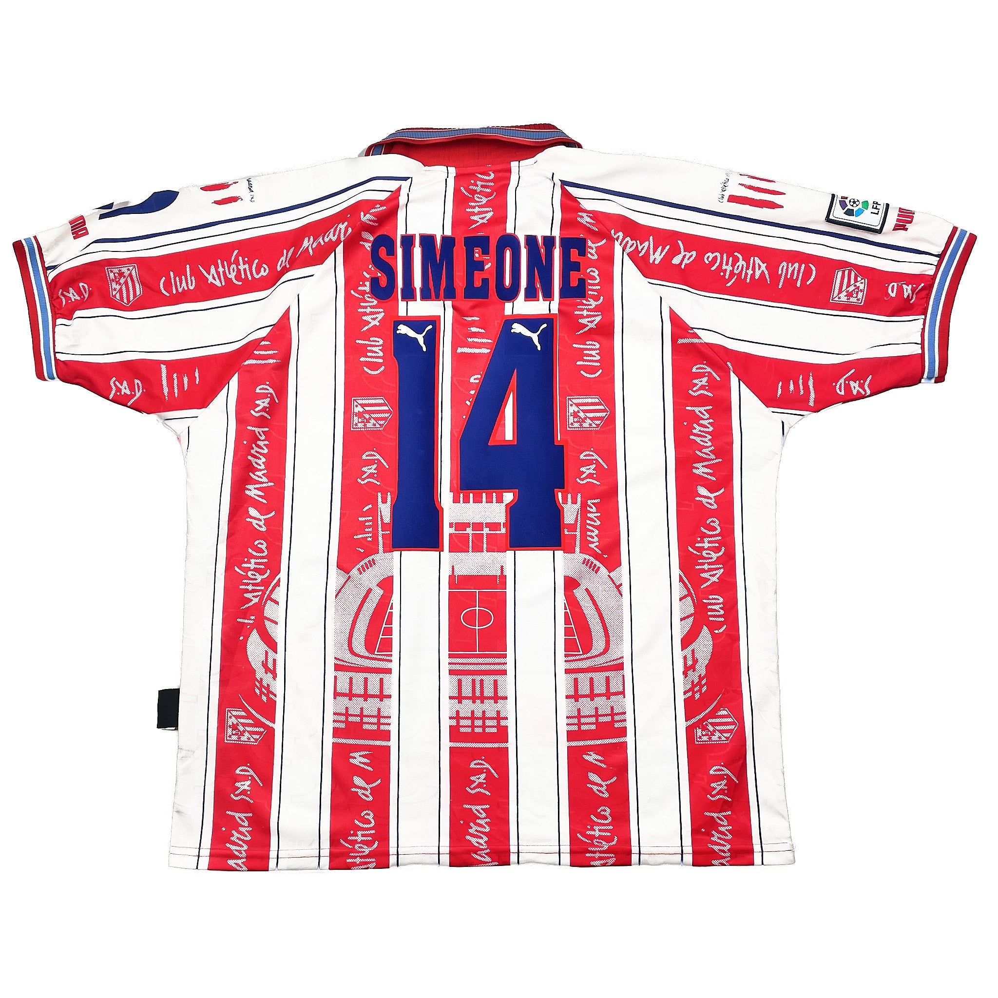 Buy 1996/97 Atletico Madrid Simeone 14 Home Shirt (L) Puma ~ Free worldwide shipping available ~ Authentic Vintage Football Shirts from Cult Kits