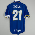 Shop 1996/97 ITALY ZOLA #21 HOME SHIRT (L) NIKE, classic football shirts, vintage football shirts & retro soccer jerseys at Cult Kits
