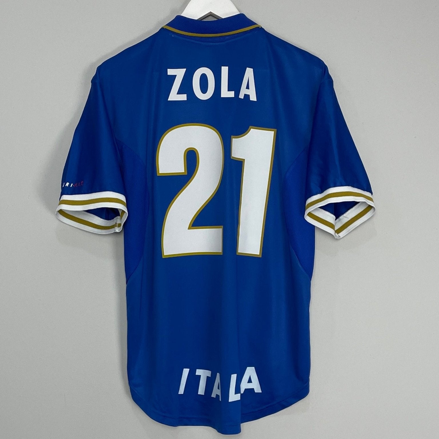 Shop 1996/97 ITALY ZOLA #21 HOME SHIRT (L) NIKE, classic football shirts, vintage football shirts & retro soccer jerseys at Cult Kits