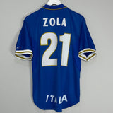 Shop 1996/97 ITALY ZOLA #21 HOME SHIRT (L) NIKE, classic football shirts, vintage football shirts & retro soccer jerseys at Cult Kits