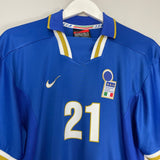 Shop 1996/97 ITALY ZOLA #21 HOME SHIRT (L) NIKE, classic football shirts, vintage football shirts & retro soccer jerseys at Cult Kits