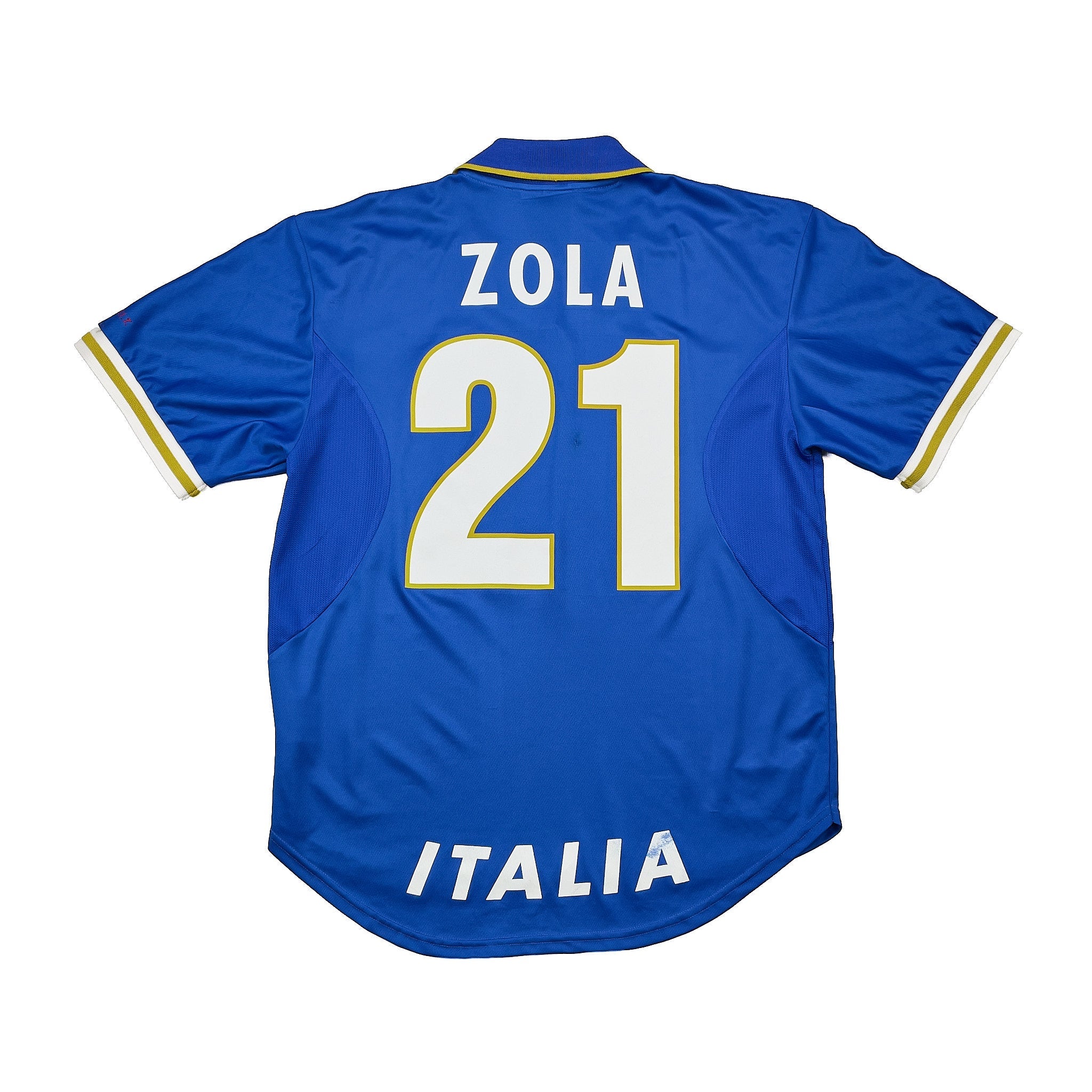 Buy 1996/97 Italy Zola 21 Home Shirt (L) Nike ~ Free worldwide shipping available ~ Authentic Vintage Football Shirts from Cult Kits