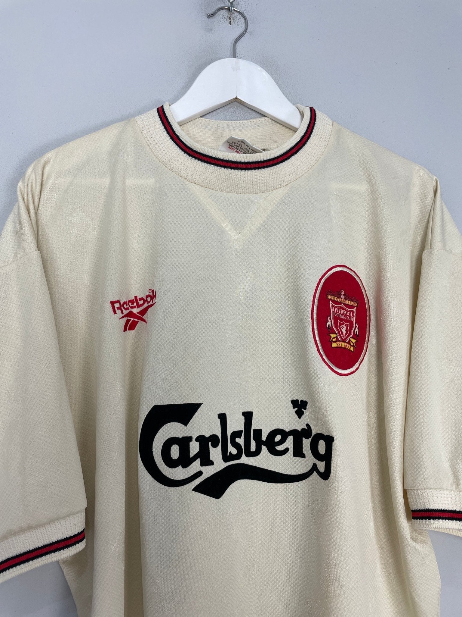 Shop 1996/97 LIVERPOOL FOWLER #9 AWAY SHIRT (XL) REEBOK, classic football shirts, vintage football shirts & retro soccer jerseys at Cult Kits