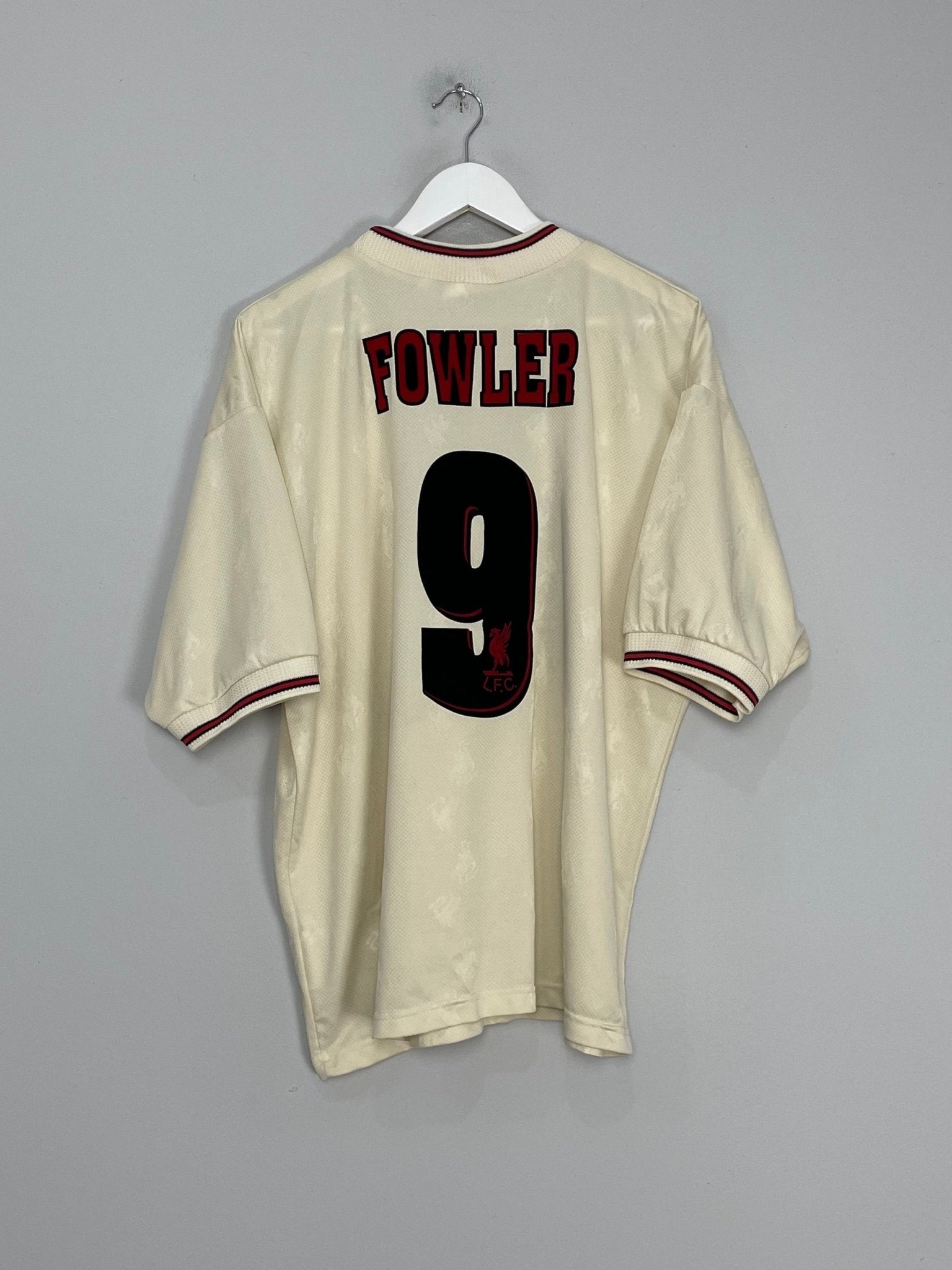 Shop 1996/97 LIVERPOOL FOWLER #9 AWAY SHIRT (XL) REEBOK, classic football shirts, vintage football shirts & retro soccer jerseys at Cult Kits