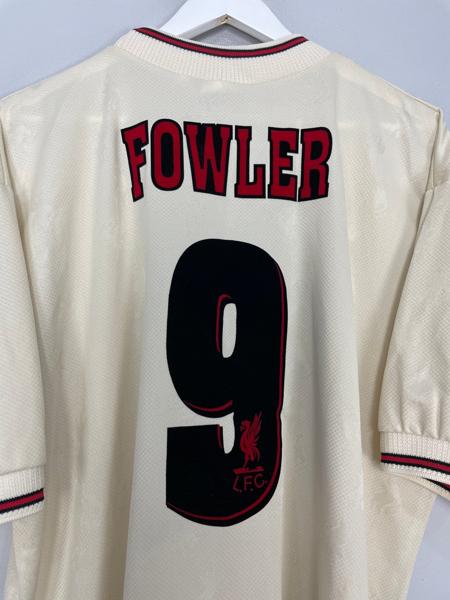 Shop 1996/97 LIVERPOOL FOWLER #9 AWAY SHIRT (XL) REEBOK, classic football shirts, vintage football shirts & retro soccer jerseys at Cult Kits