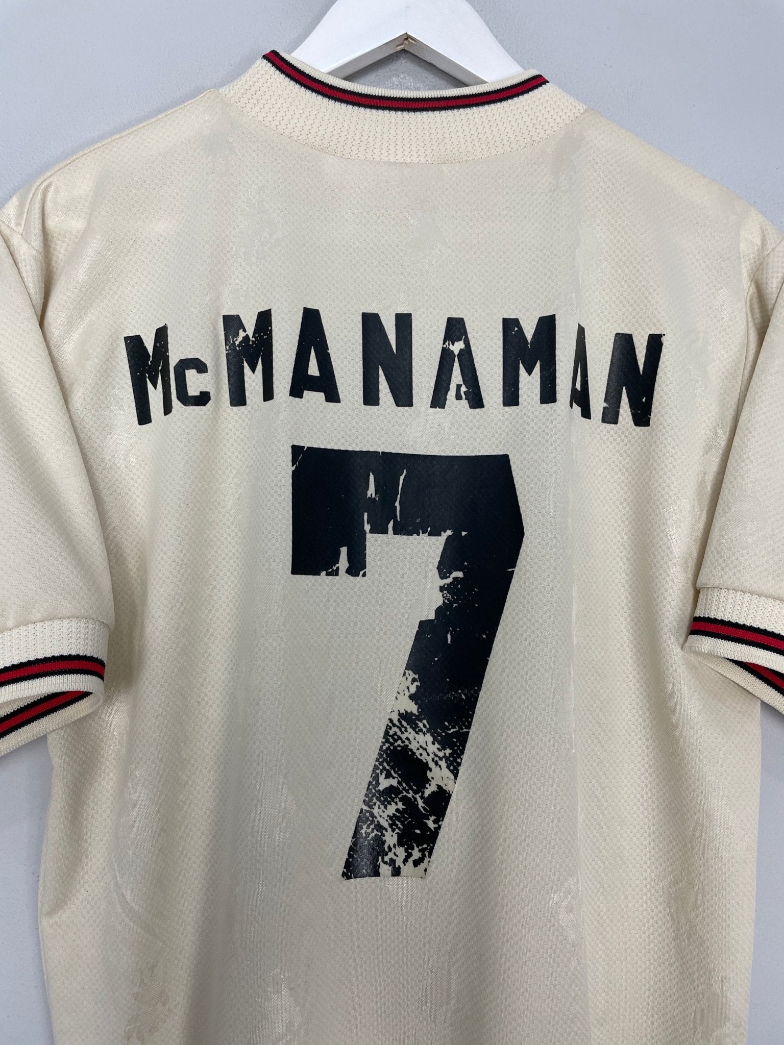 Shop 1996/97 LIVERPOOL MCMANAMAN #7 AWAY SHIRT (S) REEBOK, classic football shirts, vintage football shirts & retro soccer jerseys at Cult Kits