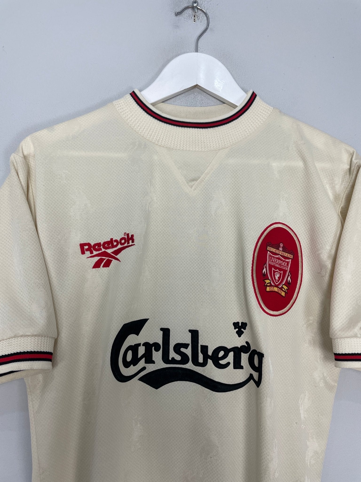 Shop 1996/97 LIVERPOOL MCMANAMAN #7 AWAY SHIRT (S) REEBOK, classic football shirts, vintage football shirts & retro soccer jerseys at Cult Kits