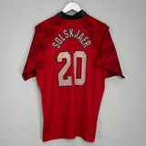 Shop 1996/97 MANCHESTER UNITED SOLSKJAER #20 HOME SHIRT (L) UMBRO, classic football shirts, vintage football shirts & retro soccer jerseys at Cult Kits