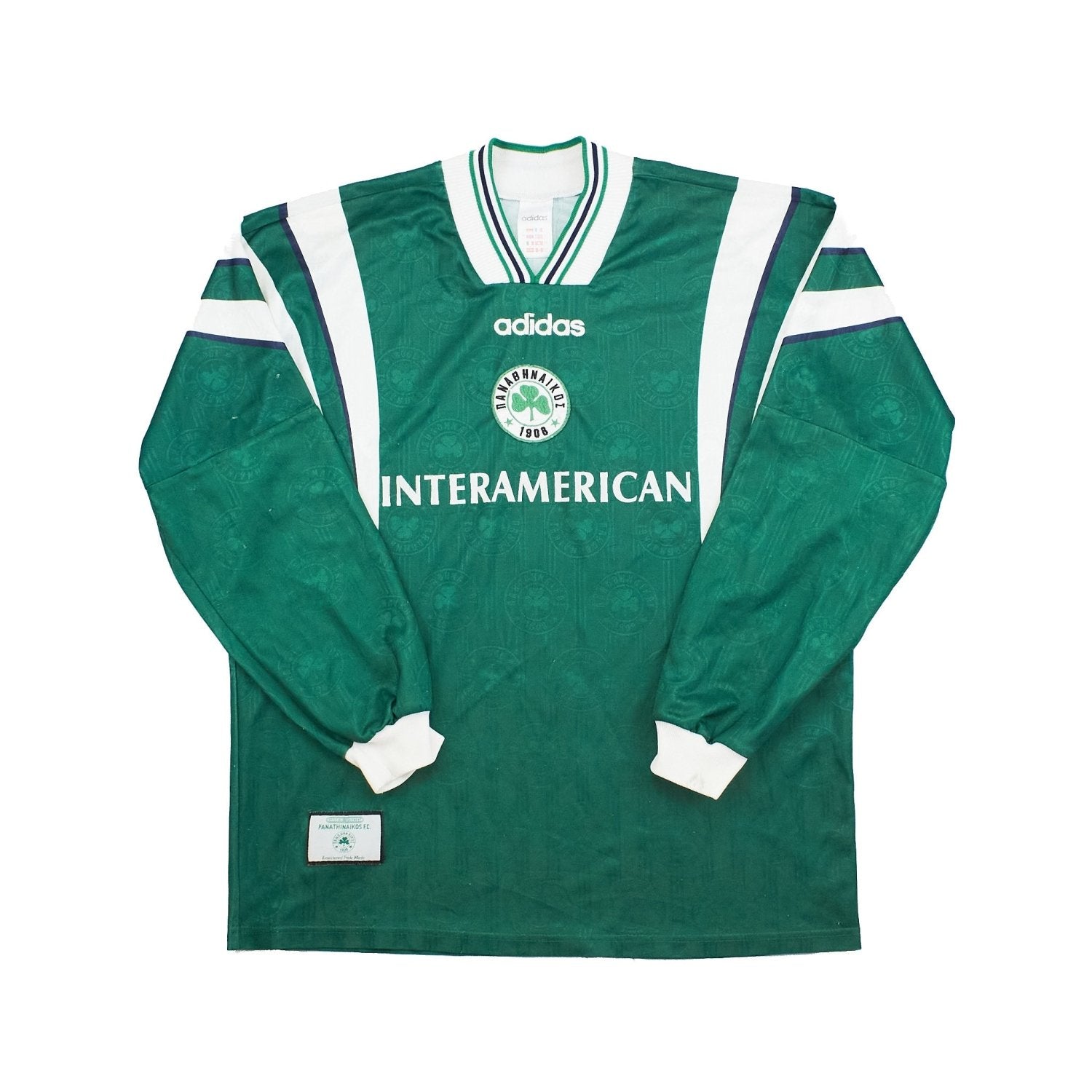 Buy 1996/97 Panathinaikos L/S Home Shirt (L) Adidas ~ Free worldwide shipping ~ Authentic Vintage Football Shirts from Cult Kits