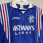Shop 1996/97 RANGERS #11 (LAUDRUP) L/S HOME SHIRT (M) ADIDAS, classic football shirts, vintage football shirts & retro soccer jerseys at Cult Kits
