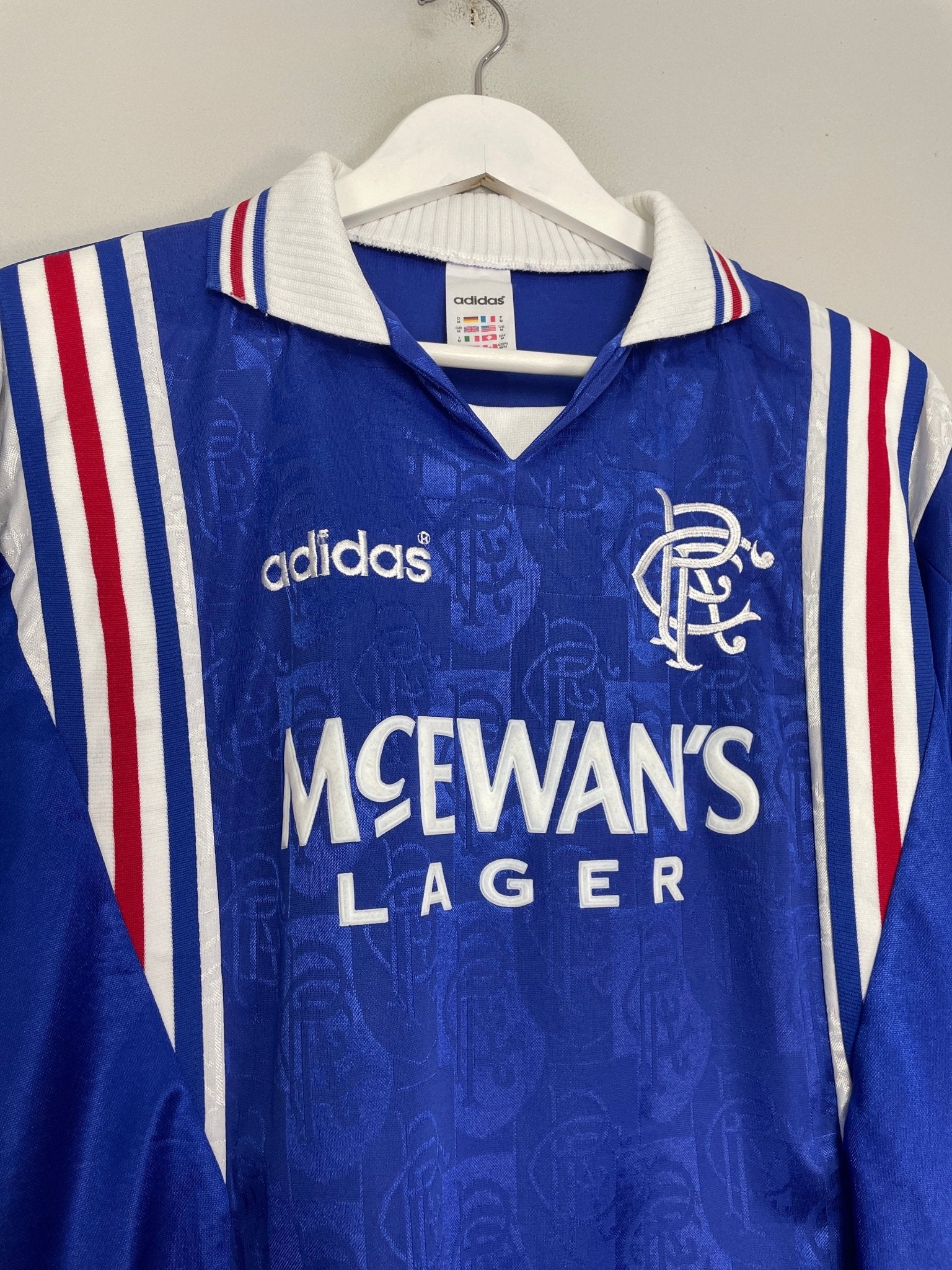 Shop 1996/97 RANGERS #11 (LAUDRUP) L/S HOME SHIRT (M) ADIDAS, classic football shirts, vintage football shirts & retro soccer jerseys at Cult Kits