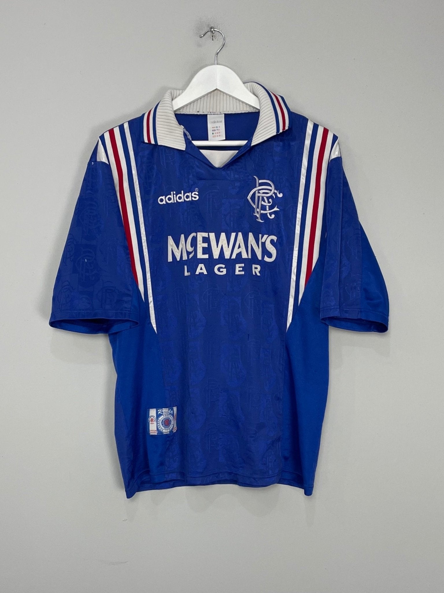 Shop 1996/97 RANGERS HOME SHIRT (L) ADIDAS, classic football shirts, vintage football shirts & retro soccer jerseys at Cult Kits
