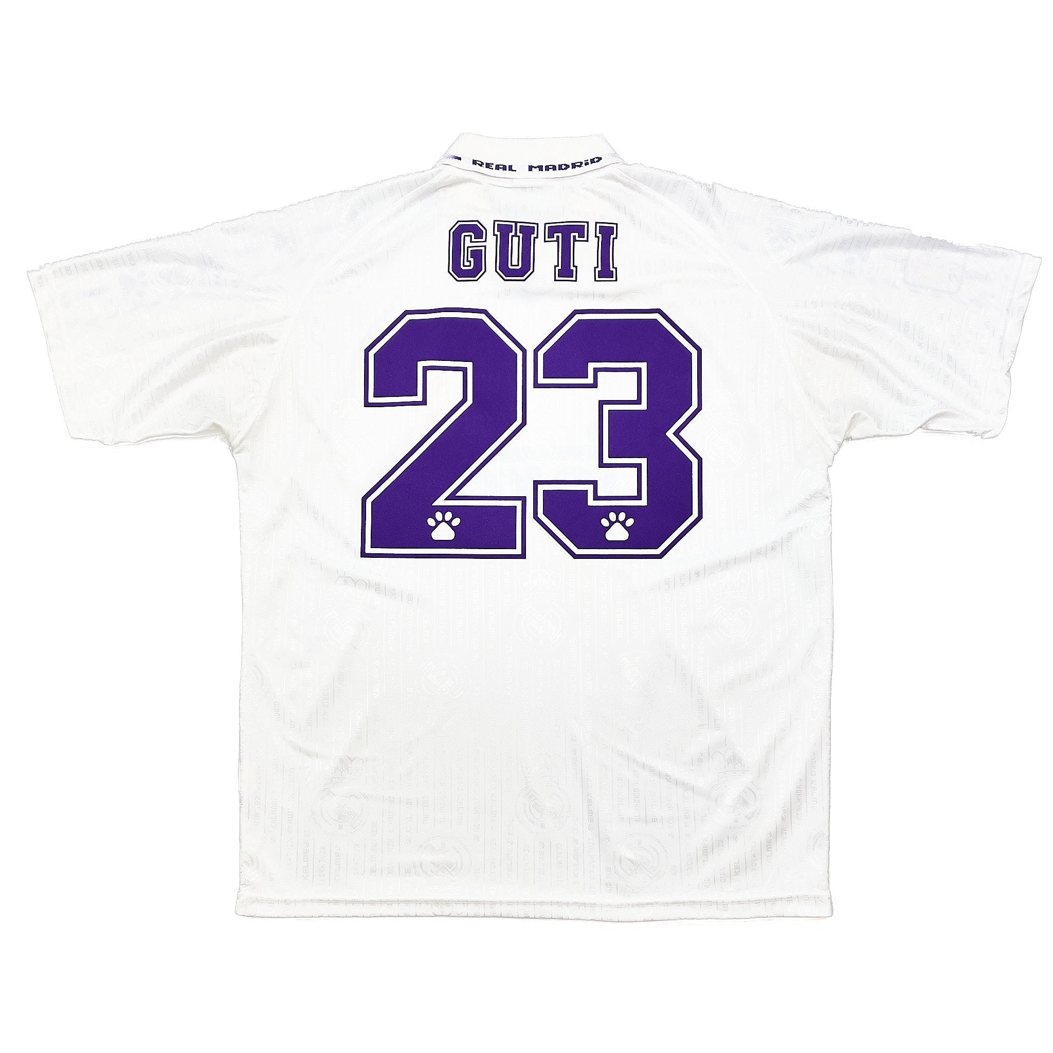 Buy 1996/97 Real Madrid Guti 23 Home Shirt (XL) Kelme ~ Free worldwide shipping available ~ Authentic Vintage Football Shirts from Cult Kits