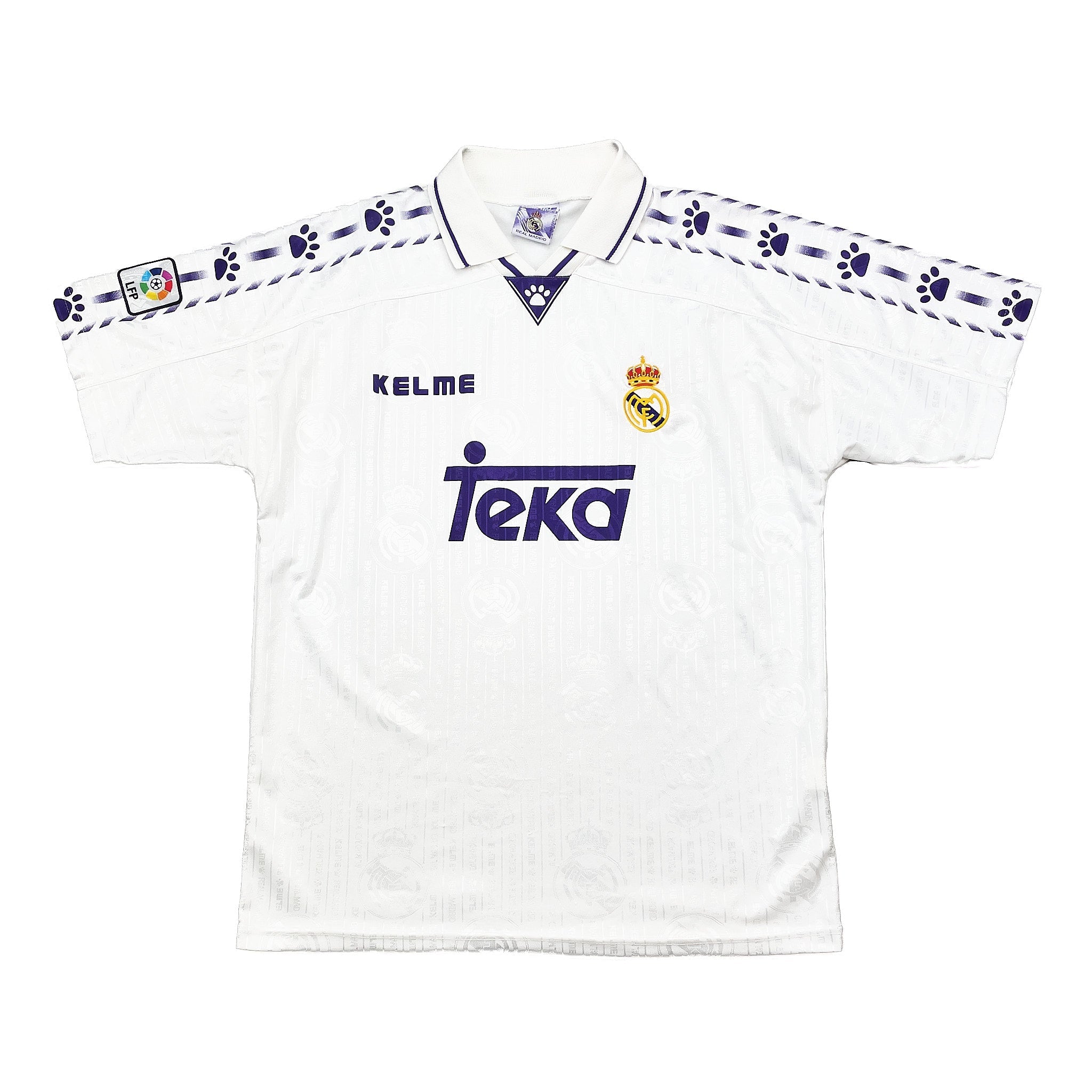 Buy 1996/97 Real Madrid Home Shirt (L) Kelme ~ Free worldwide shipping available ~ Authentic Vintage Football Shirts from Cult Kits