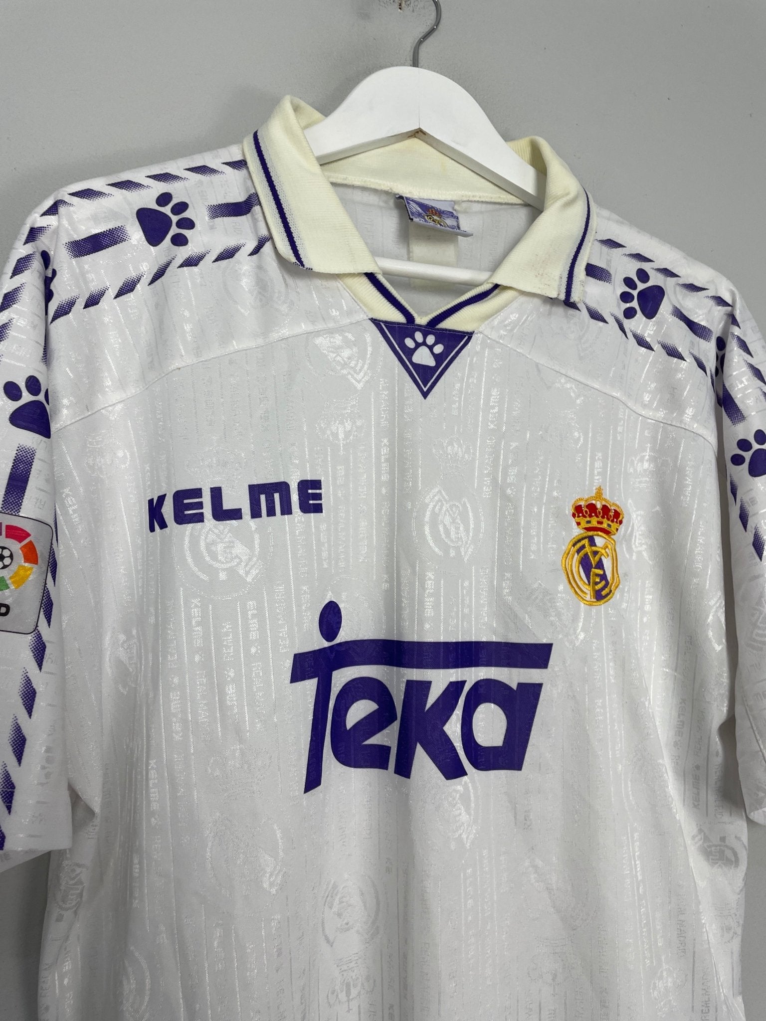 Shop 1996/97 REAL MADRID HOME SHIRT (XL) KELME, classic football shirts, vintage football shirts & retro soccer jerseys at Cult Kits