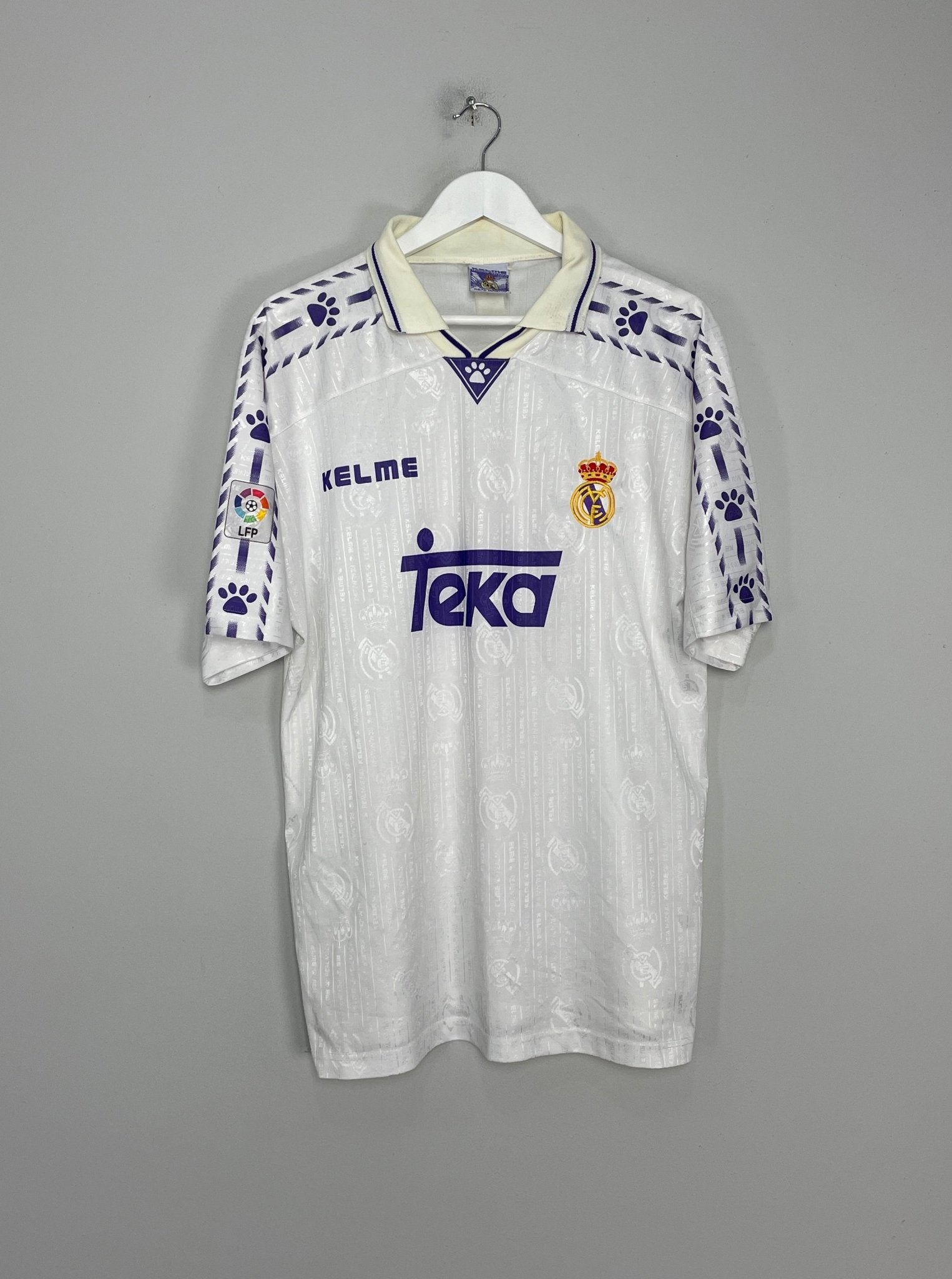 Shop 1996/97 REAL MADRID HOME SHIRT (XL) KELME, classic football shirts, vintage football shirts & retro soccer jerseys at Cult Kits