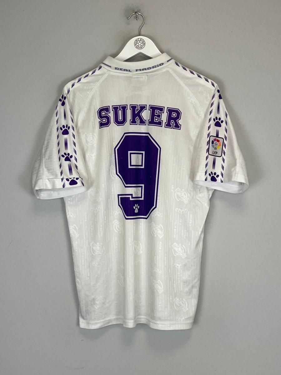 1996/97 REAL MADRID SUKER 9 HOME SHIRT (M) KELME - Cult Kits - Medium - Buy Vintage Football Shirts, Authentic Retro Football Shirts For Sale, Classic Football Shirts & Soccer Jersey