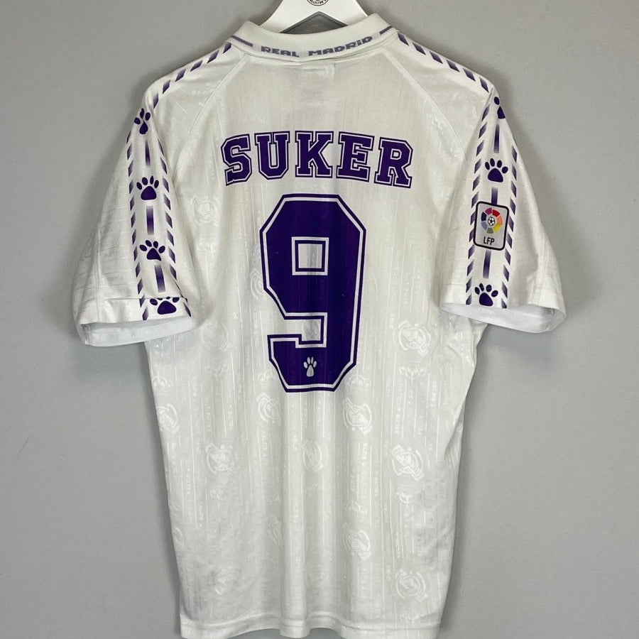 1996/97 REAL MADRID SUKER 9 HOME SHIRT (M) KELME - Cult Kits - Medium - Buy Vintage Football Shirts, Authentic Retro Football Shirts For Sale, Classic Football Shirts & Soccer Jersey