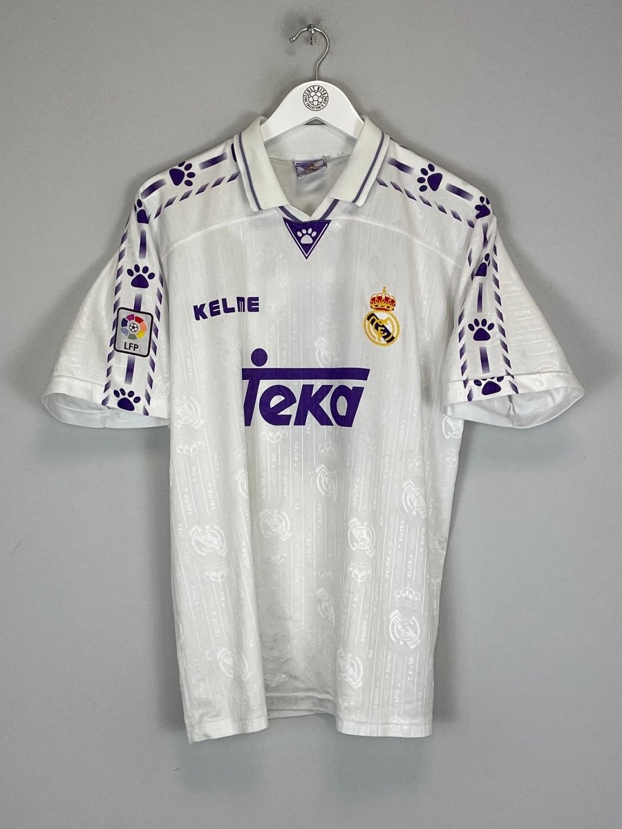 1996/97 REAL MADRID SUKER 9 HOME SHIRT (M) KELME - Cult Kits - Medium - Buy Vintage Football Shirts, Authentic Retro Football Shirts For Sale, Classic Football Shirts & Soccer Jersey