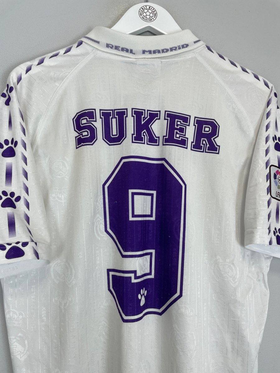 1996/97 REAL MADRID SUKER 9 HOME SHIRT (M) KELME - Cult Kits - Medium - Buy Vintage Football Shirts, Authentic Retro Football Shirts For Sale, Classic Football Shirts & Soccer Jersey
